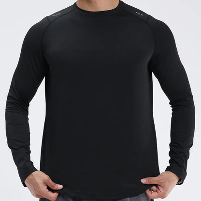 Men Compression Shirt - Long Sleeve Running Gym Top With Moisture Wicking Fabric