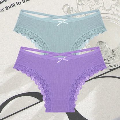 Cotton Panties Women - Sexy Lace Brazilian Briefs Low Waist Breathable Underwear