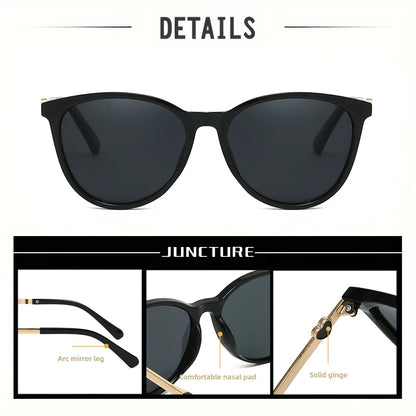 Polarized Cat Eye Sunglasses - Women's Fashion Alloy Frame Gradient Lens UV400 Protection