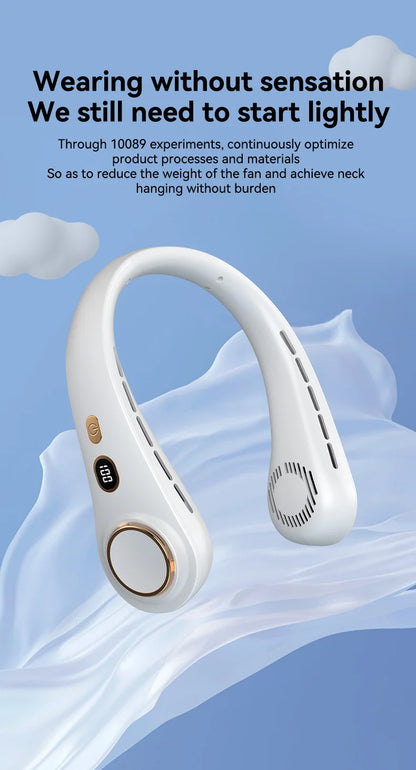 Portable Hanging Neck Fan Rechargeable Personal Neck Ventilator Digital Display Personal Cooling For Outdoor Travel Sports