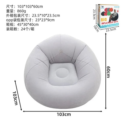 Inflatable Lazy Sofa U-shaped Flocking with Armrests, Backrest Seat Outdoor Pvc Indoor Portable Single Inflatable Sofa