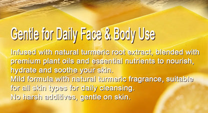 WK JALY Natural Turmeric Soap, Vitamin E + Vitamin C Body Wash, Remove Acne, Dark Spots, Even Skin Tone for Women, 200g/7oz