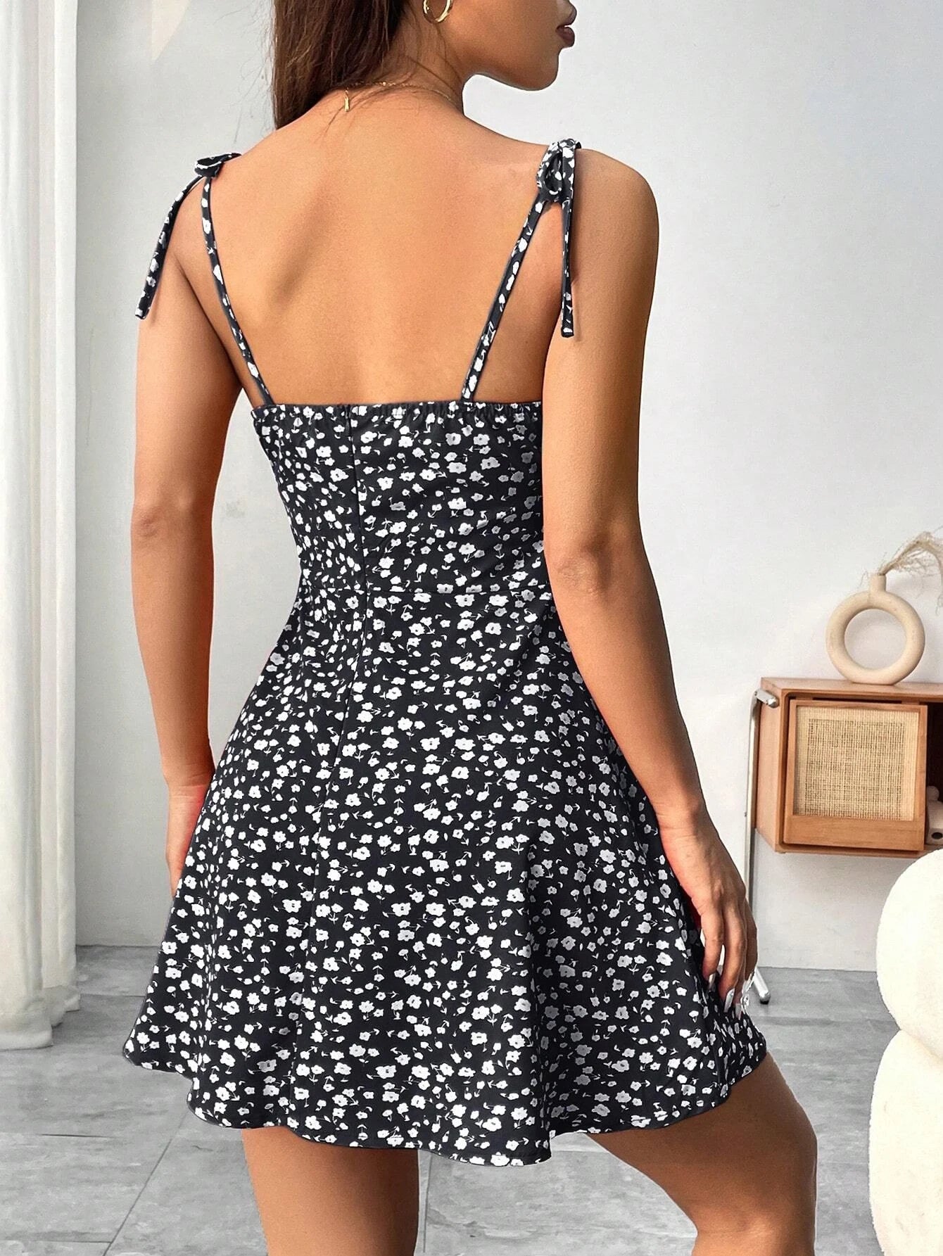 Ladies Spring Summer Elegant Casual Y2K Sexy Floral Print Invisible Zipper A-Line Mini Dress Women's Fashion Retro Skirt