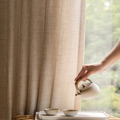 Blackout Curtain - Modern Linen Breathable Drapes for Living Room & Bedroom Heat Insulating