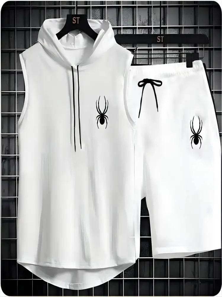 2025 New summer men's sleeveless set summer sports jersey set, men casual sports suit men's loose basketball suit summer tank to