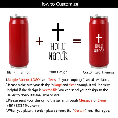 500ML 304 Stainless Steel Cola Can Thermos Custom LOGO Vacuum Cup Flask Portable Double Layers Straw Cup Water Bottle Mug