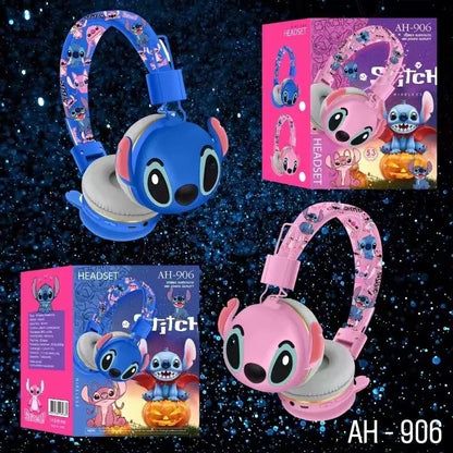 AH-906 Stitch Bluetooth Headphones AH-906 Cute Wireless Earbuds HIFI Sound Foldable Headsets with Mic Anime Cartoon Kids Gifts