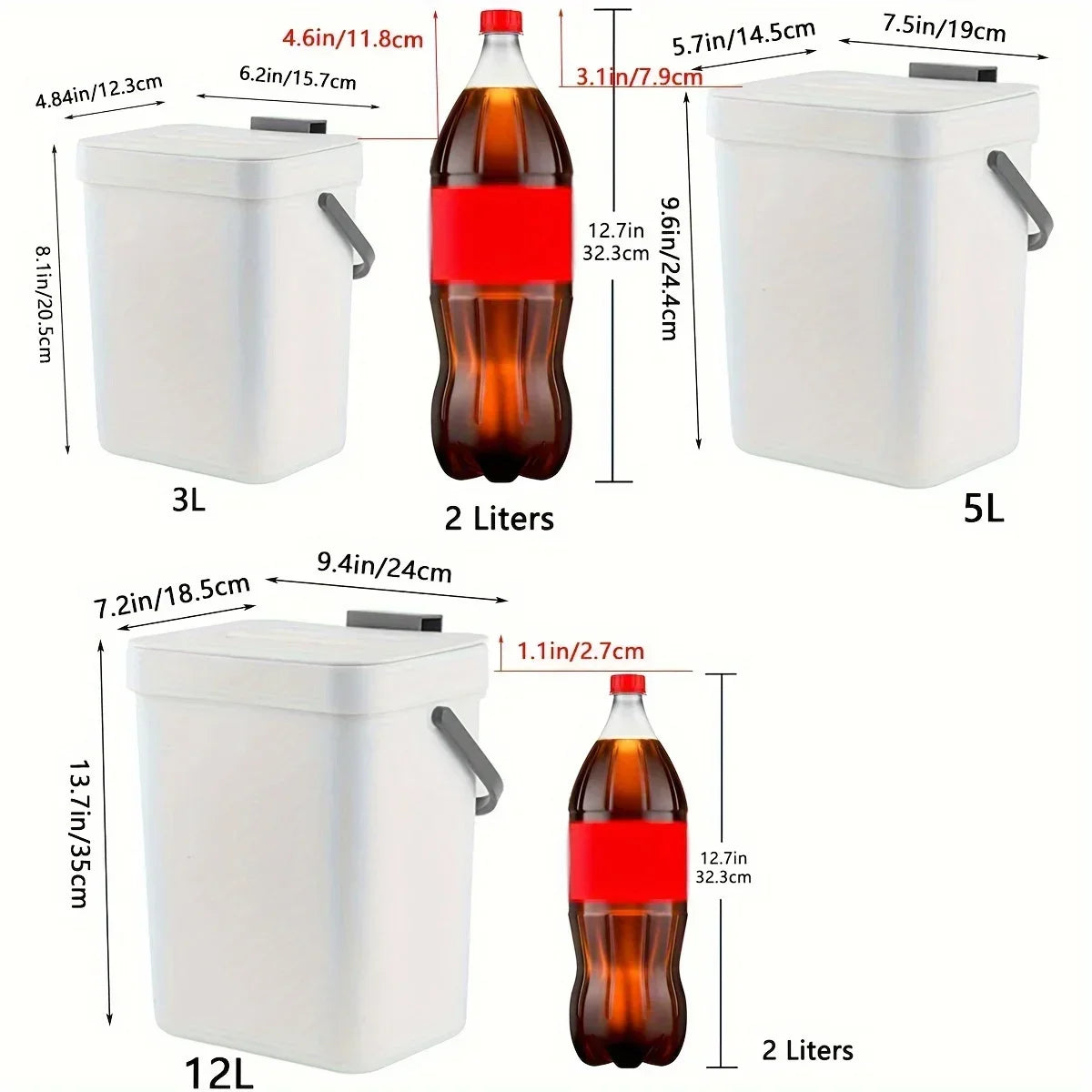 Hanging Small Trash Can with Lid - Under-Sink Food Waste Bin for Kitchen and Bathroom