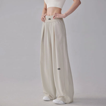 Women High Waist Loose Straight Leg Yoga Pants Quick‑Dry High‑Stretch Cooling Thin Wide Leg Running Fitness Sport Long Trousers