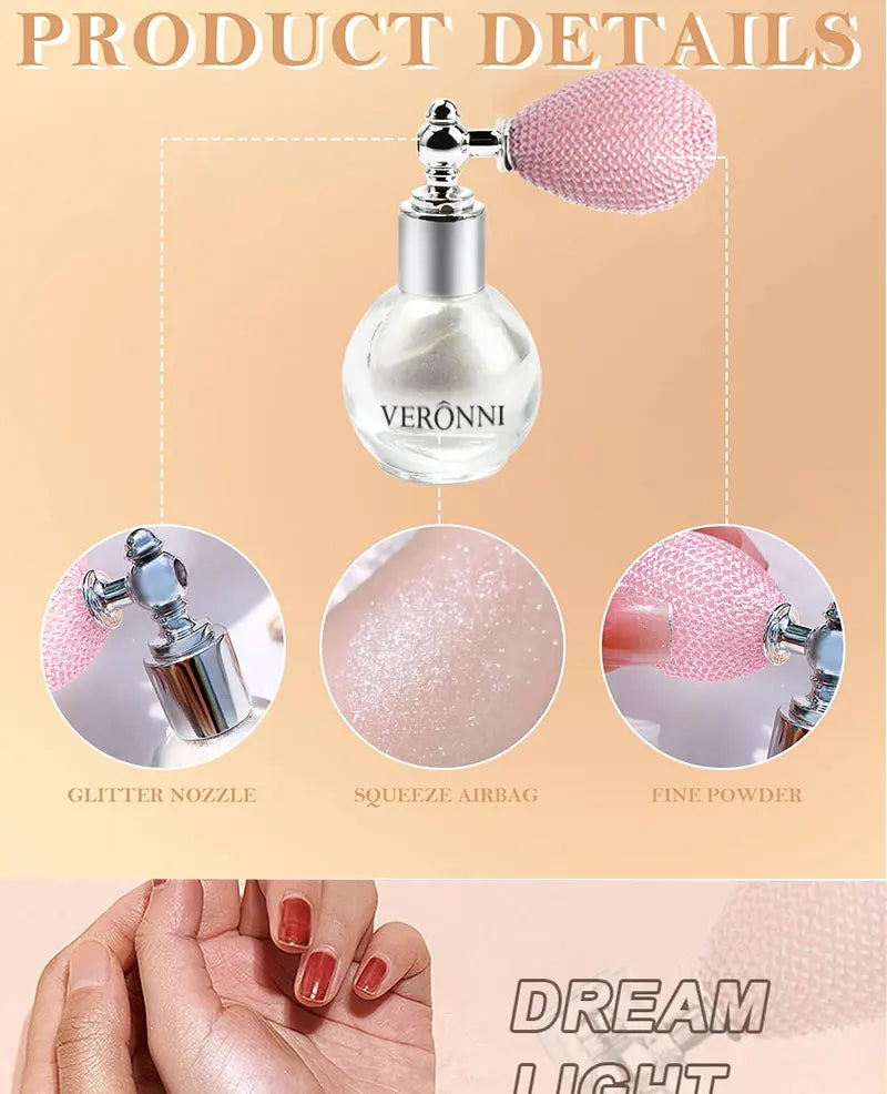 6-Color Diamond Highlighter Powder Spray Waterproof High Gloss Glitter Body Bronzer Highlight Powder Face Contour Illuminator