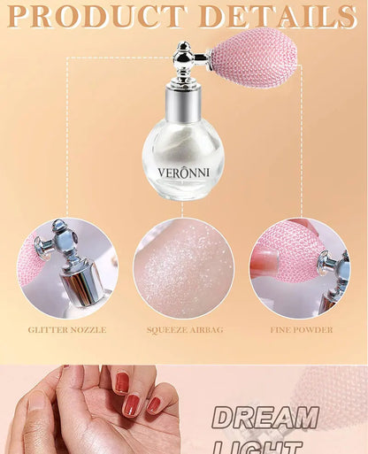 6-Color Diamond Highlighter Powder Spray Waterproof High Gloss Glitter Body Bronzer Highlight Powder Face Contour Illuminator