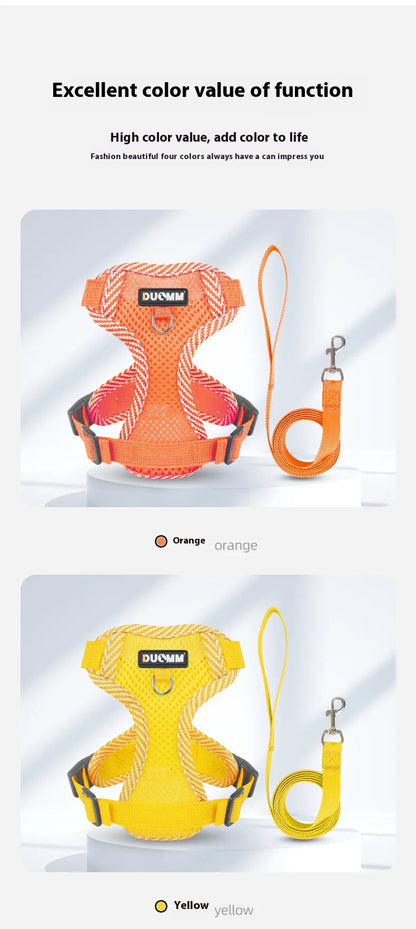 Breathable Reflective Dog Harness for Small Medium Dogs Cats Patterned Comfortable Adjustable Pet Vest with Leash
