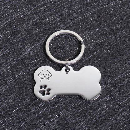 Custom Text Dog Tags Personalized Name Dog Cat ID Tag Bone Shaped Pendant Laser Engraving Address Number Customized Pets ID Tag
