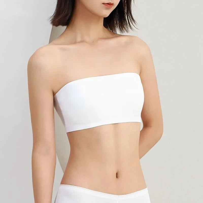 Seamless Tube Top Bra - Strapless Bandeau Wireless Breast Top With Back Closure