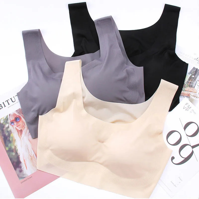 1pcs Womens Ice Silk One-piece Type Sport Bra Female Gym Workout Fitness Seamless Yoga Bra Lady Shockproof Crop Top Push Up Bras