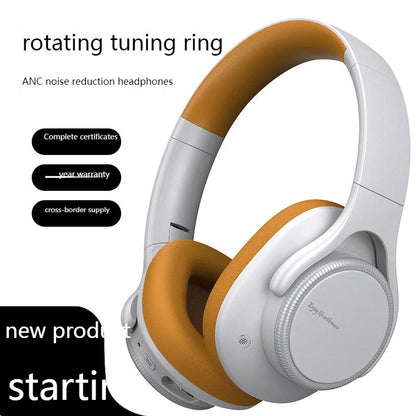 Rotary Volume Knob ANC Active Noise Cancelling Over-Ear Wireless Bluetooth6.0 Headphones Head Mounted Foldable Headset With Mic