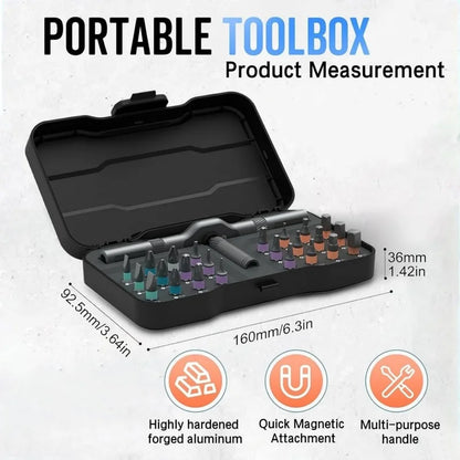 Multifunctional 24-in-1 Ratchet Screwdriver Set - Compact Portable Tool with Removable T-Handle and Magnetic Bits - ZOOMNSTORE