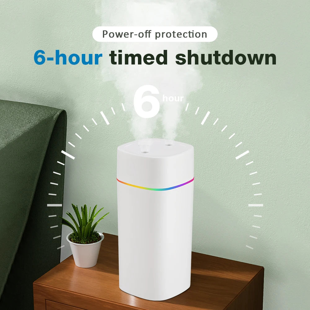 Portable USB Humidifier - 600ml Aroma Diffuser with Colorful Night Light for Home  Car