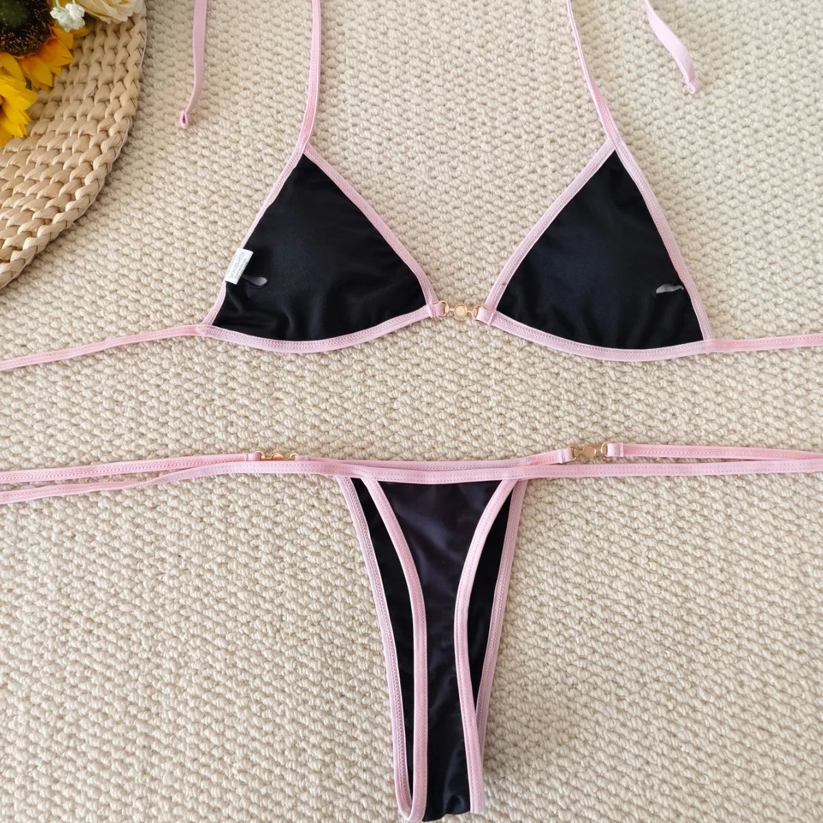 Sexy Thong Bikini - Micro Bikinis Two Piece Swimwear Set | Striped Print Beach Bathing Suit