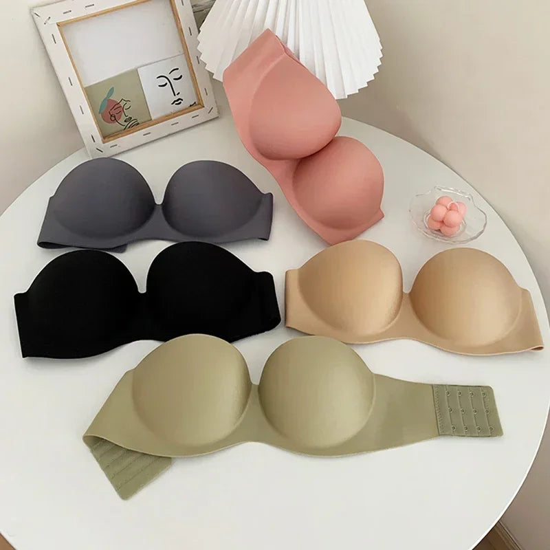 Women Sexy Strapless Bra Push Up Padded Bras Female Underwear Seamless Invisible Bralette Without Straps Ladies Lingerie Bras
