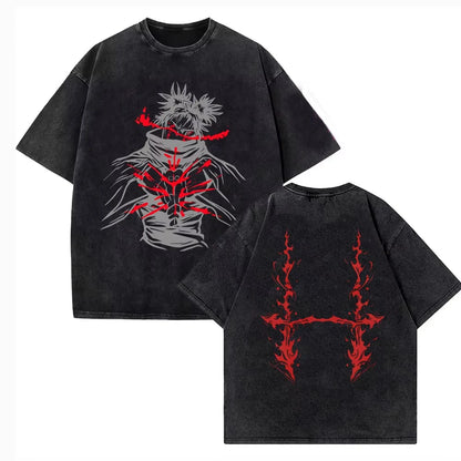 Jujutsu Kaisen T Shirt Men Women Tshirt Gojo Satoru Washed Cotton T-shirt Clothing Summer Short Sleeve Oversized Tees Streetwear