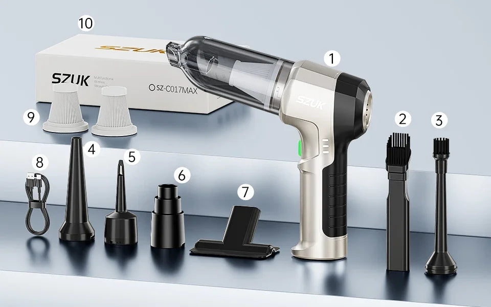 Wireless Car Vacuum - Portable Handheld Cleaner With Strong Suction & HEPA Filter