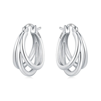 Orstarry S925 Sterling Silver Square Chain With Stone Inlaid Earrings Hoop Earrings For Women Jewelry Original Party Trendy Gift