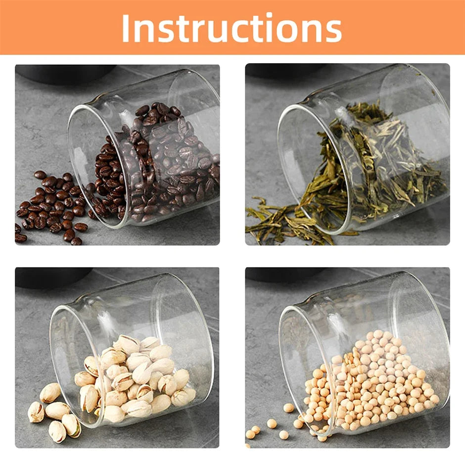 Vacuum-Sealed Glass Storage Jar – Coffee Bean, Grain & Tea Canister