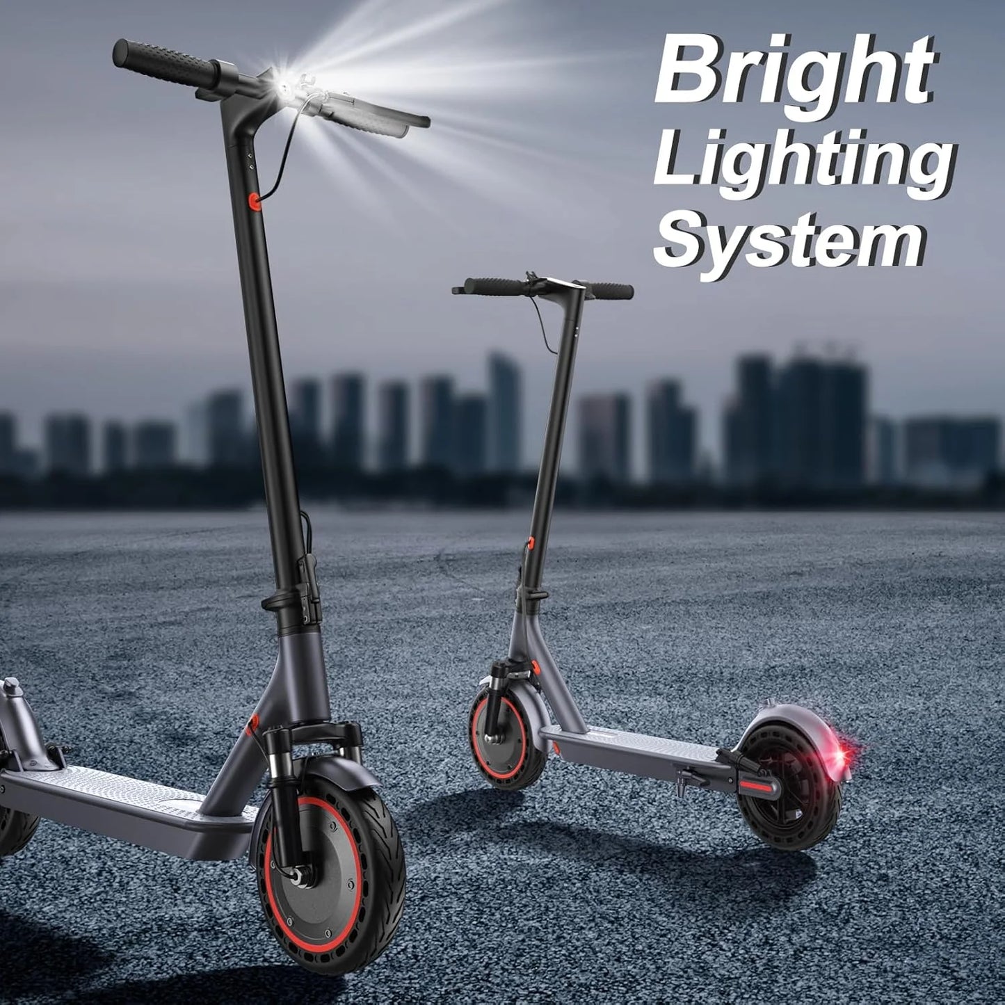 10‘’ Electric Scooter for Adults,500W Powerful Motor,22 Miles Long Range,Dual Braking System,22Mph Max Speed,Foldable E Scooter with Solid Tires,APP Control