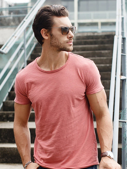 Quality 100% Cotton Men T-shirt Fashion Cut Design Slim Fit Soild Men's t-shirt Tops Tees Brasil Short Sleeve T Shirt For Men
