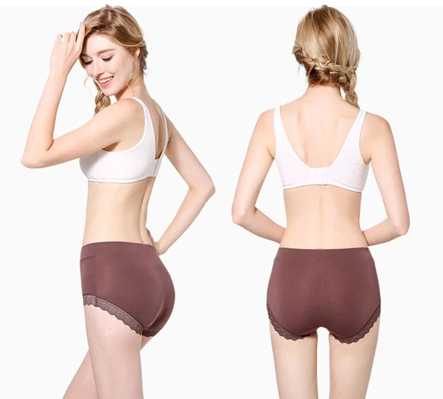 Ruffles Lace Underwear Woman High Waist Middle Aged Mother Spring Summer Modal Briefs Comfortable Panties Нижнее Бельё Женское