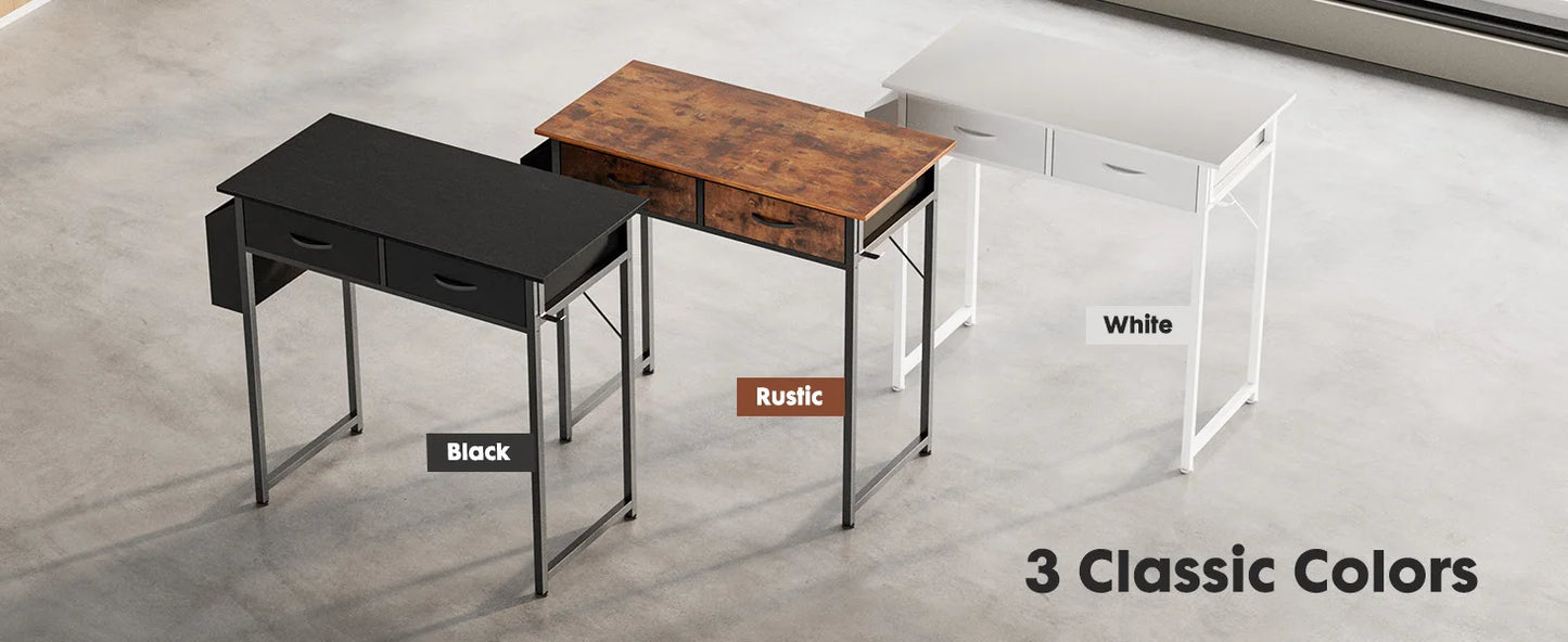 Modern Office Desk – Computer Desk with Storage Drawers, Metal Frame & Adjustable Feet