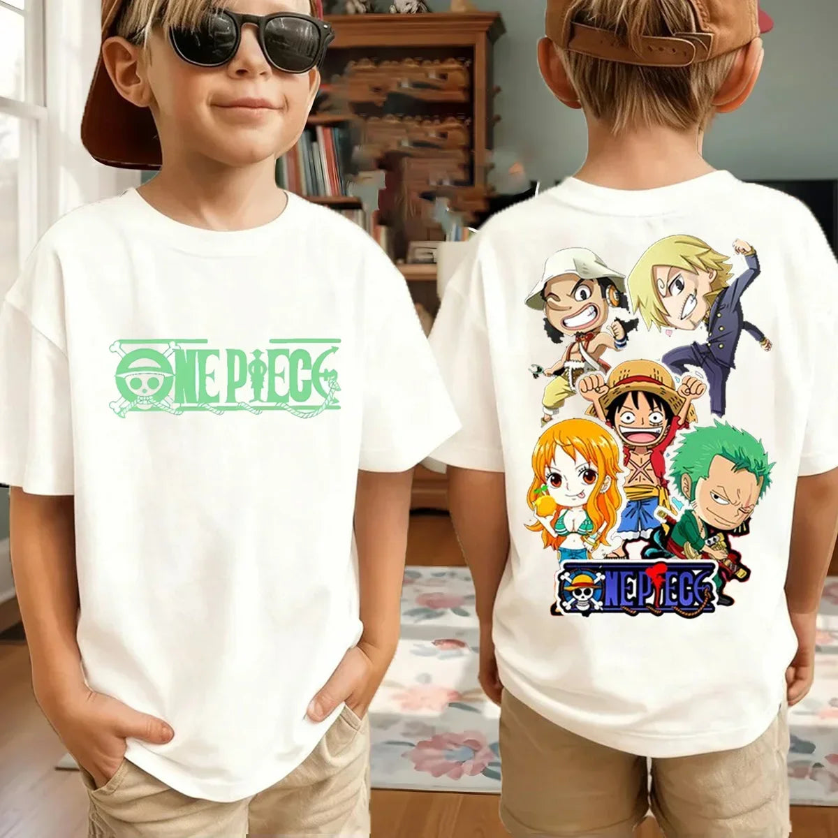 One Piece Japanese Anime Printed Men's T-Shirt Roronoa Zoro Boy Children's Harajuku Short Sleeve Kids Luffy T-shirt Clothing