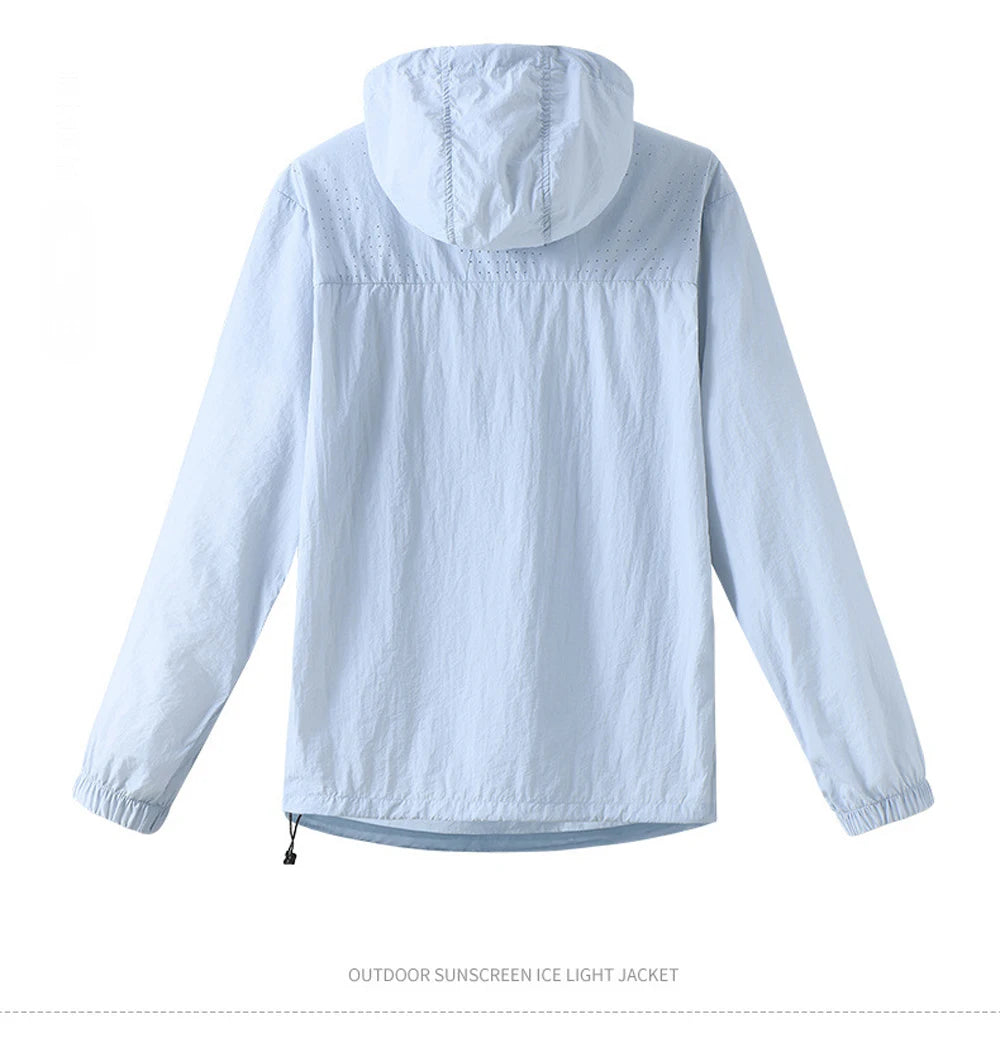 Spring Summer Men Lightweight Anorak Jacket Fashion Man Half Zip Sunscreen Hooded Coats Men UPF50+ Windbreaker Waterproof Jacket