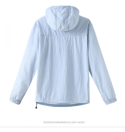 Spring Summer Men Lightweight Anorak Jacket Fashion Man Half Zip Sunscreen Hooded Coats Men UPF50+ Windbreaker Waterproof Jacket