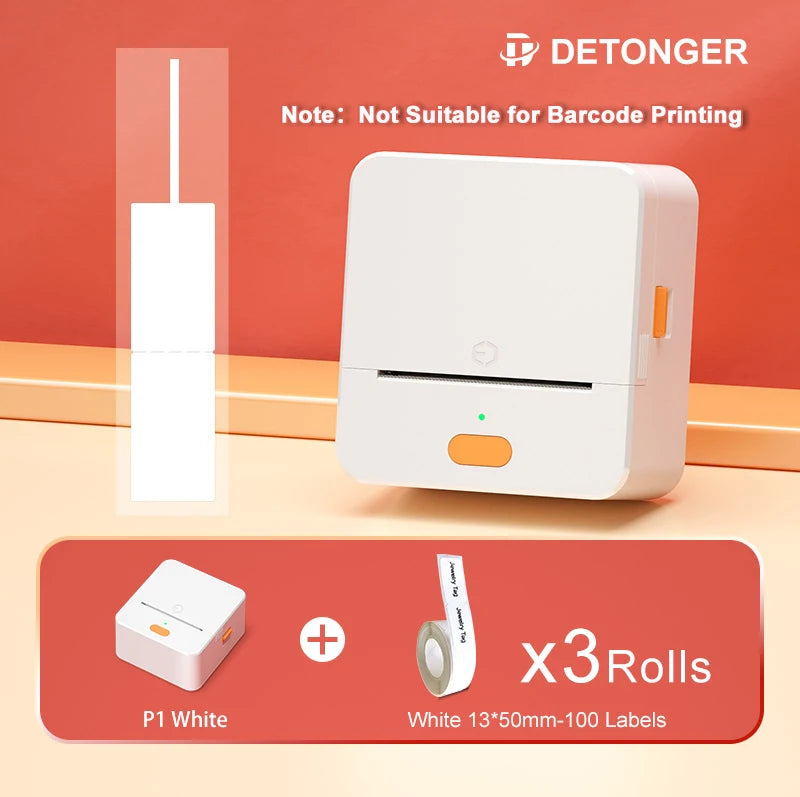 Self-adhesive Jewelry Label for DETONGER P1 Mini Portable Thermal Label Printer Wireless Inkless Logo Sticker Printer