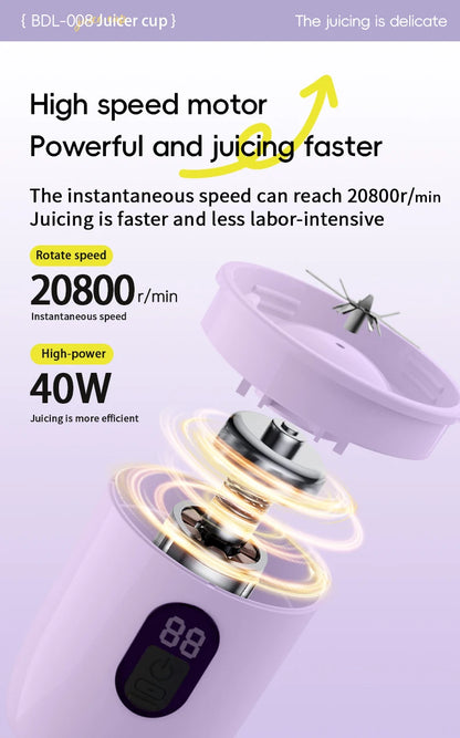 Portable USB Rechargeable Blender - Mini Juicer for Smoothies and Shakes