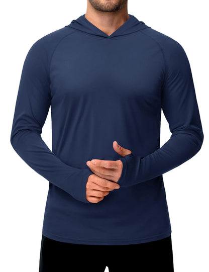 TACVASEN Sun Protection T-Shirts Mens Long Sleeve Hoodie Casual UV-Proof T-Shirts Breathable Lightweight Quick Dry T-Shirts Male