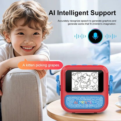 Smart AI Voice Mini Thermal Printer with Display Inkless Portable Sticker Maker 6 Modes for Home Office Study DIY Projects
