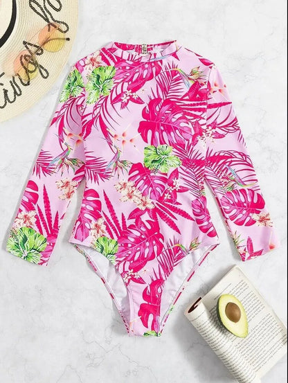 Ladies 2025 One-Piece High Collar Backless Fashionable Swimsuit Long Sleeve Suitable for Summer Beach And Swimming Pool