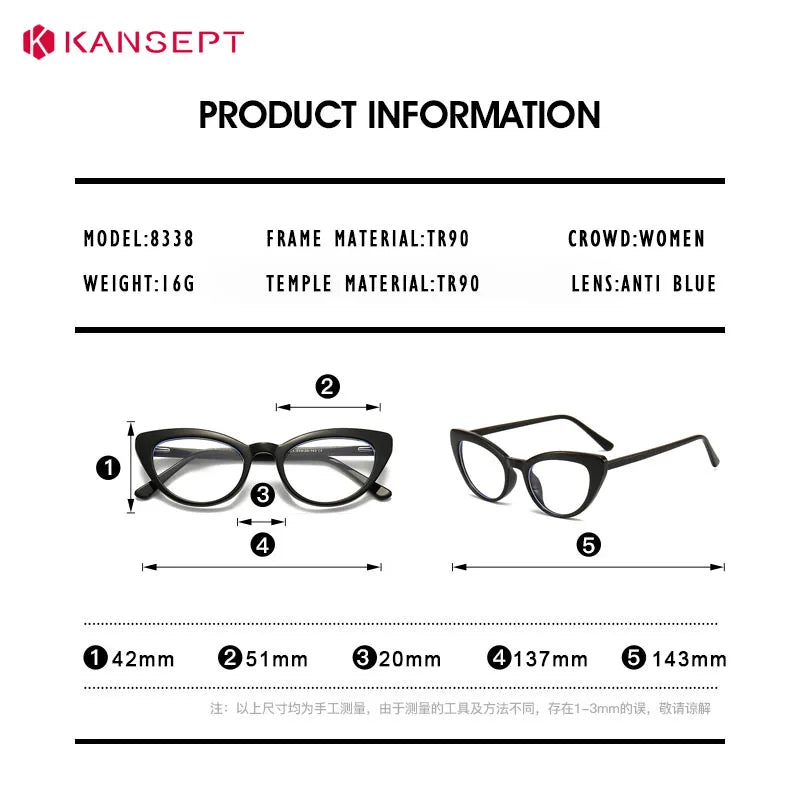 Computer Glasses Women | Anti Glare Cat Eye Reading Glasses With Clear Lenses & Plastic Frame