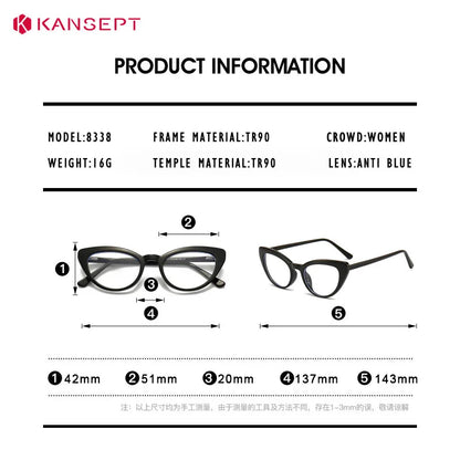 Computer Glasses Women | Anti Glare Cat Eye Reading Glasses With Clear Lenses & Plastic Frame