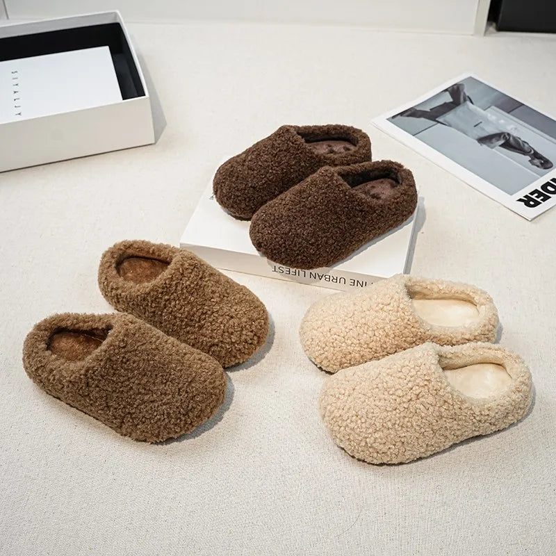 Kids Winter Slippers – Soft Sole Fluffy Cotton House Shoes for Boys & Girls