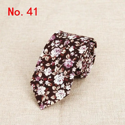 Handmade Floral Tie - Classic Mens Narrow Cotton Necktie for Weddings  Casual Wear