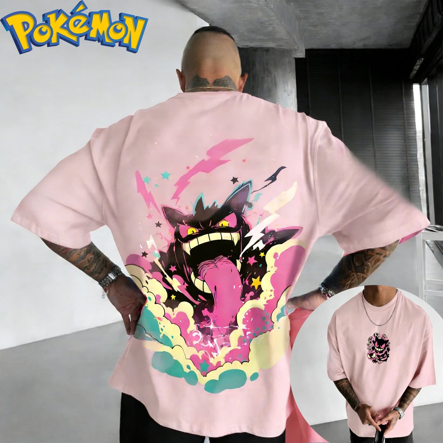 Pokémon Anime Gengar Printed T-shirt Summer Men's and Women's T-shirt Trendy Loose Casual Y2K Short Sleeve 2026 New Streetwear