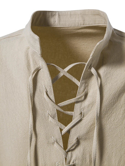 New Men's Casual Blouse Cotton Linen Shirt Tops Long Sleeve Tee Shirt Spring Autumn Slanted Placket Vintage Yoga Shirts