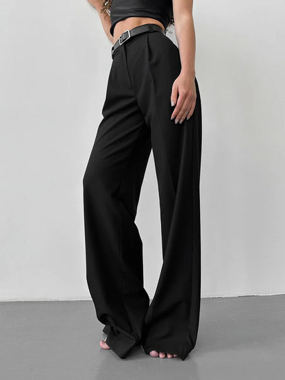 Classic Formal Straight Leg Pants Spring and Summer Women's Versatile Casual Wear Loose Fit Office Tourism Darp Wide Leg Pants