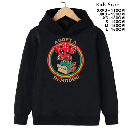Demogorgon Hawkins Hoodies Kids Cartoon Anime Print Clothes Streetwear Basic Boys Tops Children Sweatshirts