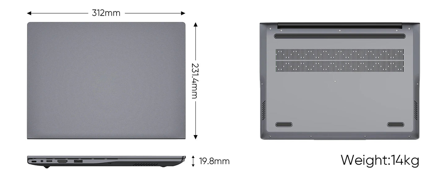 Windows 11 Pro Laptop – 14 Inch QHD Display, Intel Core m3, 16GB RAM, 512GB SSD Ultrabook