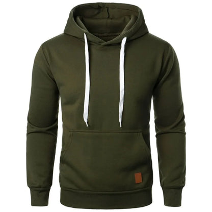 Mens Casual Hooded Collar Drawstring Hoodies Sweatshirts Long Sleeve Shirts Outdoor Streetwear Solid Color Lightweight Pullover